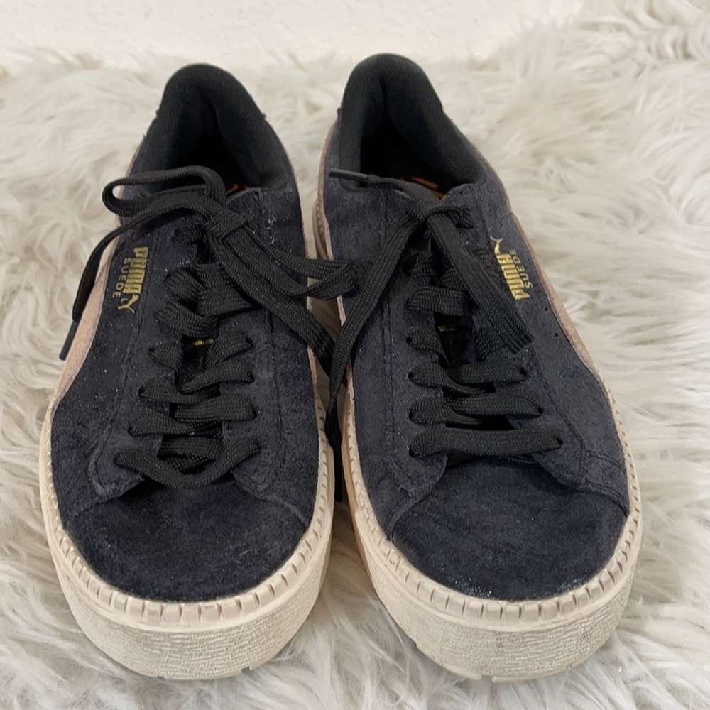 PUMA Suede Platform Trace Shimmer Sneakers Size 7 - Picture 2 of 8